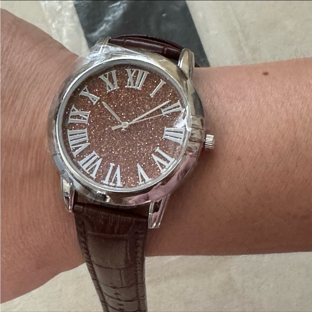 Strada sandstone gem genuine leather watch
